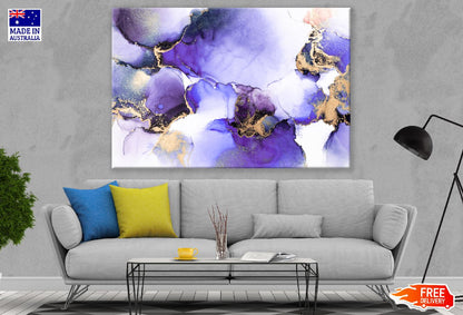 Purple Gold & White Abstract Design Print 100% Australian Made