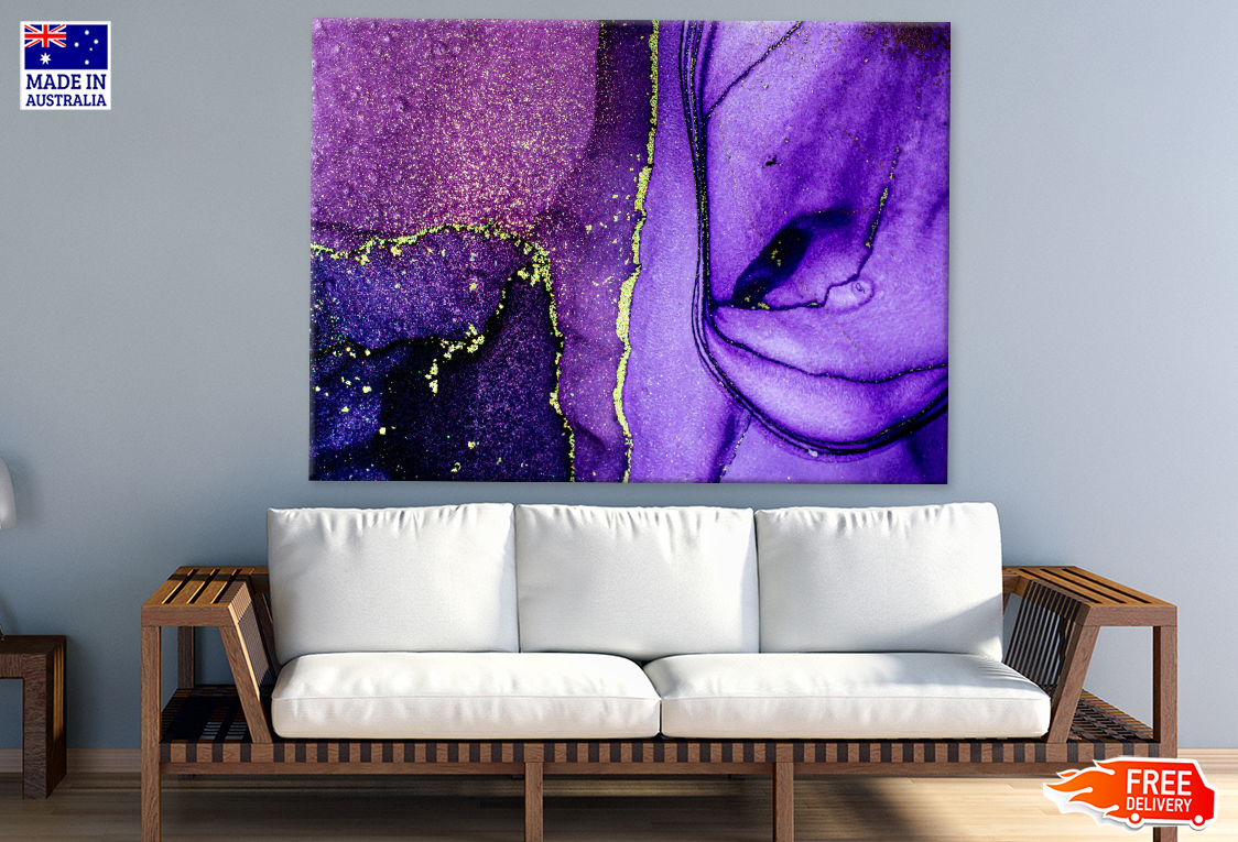 Purple & Silver Abstract Design Print 100% Australian Made