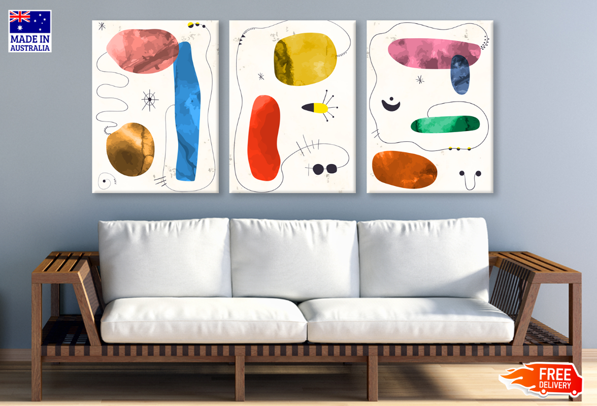 3 Set of Abstract Hand Drawing High Quality print 100% Australian made wall Canvas ready to hang