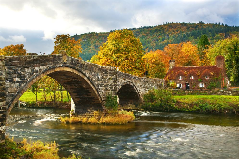Rock Bridge Over River Village Photograph Home Decor Premium Quality Poster Print Choose Your Sizes
