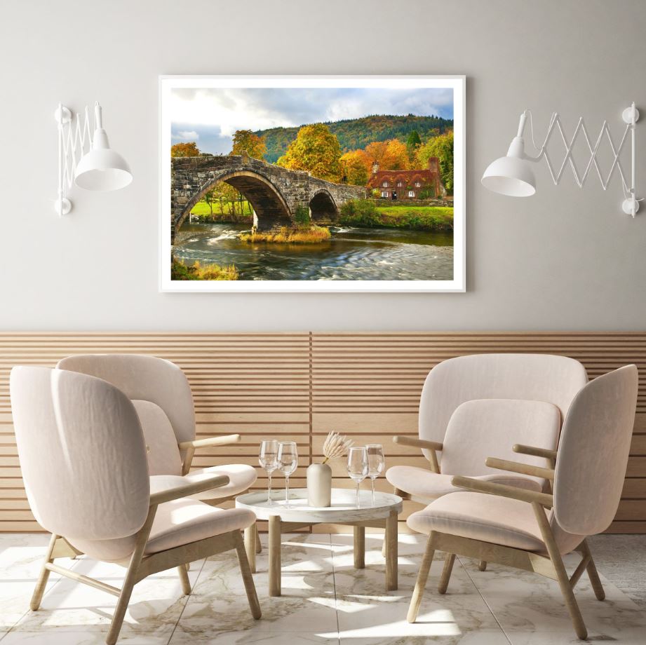 Rock Bridge Over River Village Photograph Home Decor Premium Quality Poster Print Choose Your Sizes