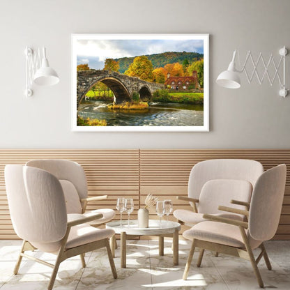 Rock Bridge Over River Village Photograph Home Decor Premium Quality Poster Print Choose Your Sizes