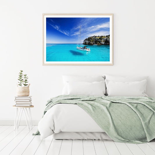 Boat on Sea Scenery Photograph Home Decor Premium Quality Poster Print Choose Your Sizes