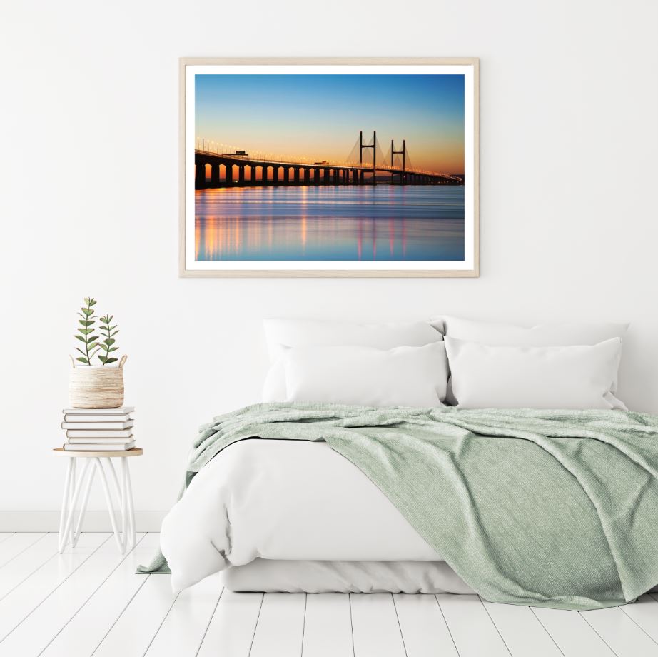 Bridge Over Sea at Sunset Photograph Home Decor Premium Quality Poster Print Choose Your Sizes