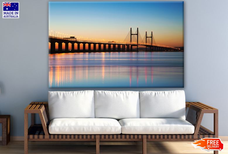 Bridge & Beach View in Sunset Photograph Print 100% Australian Made