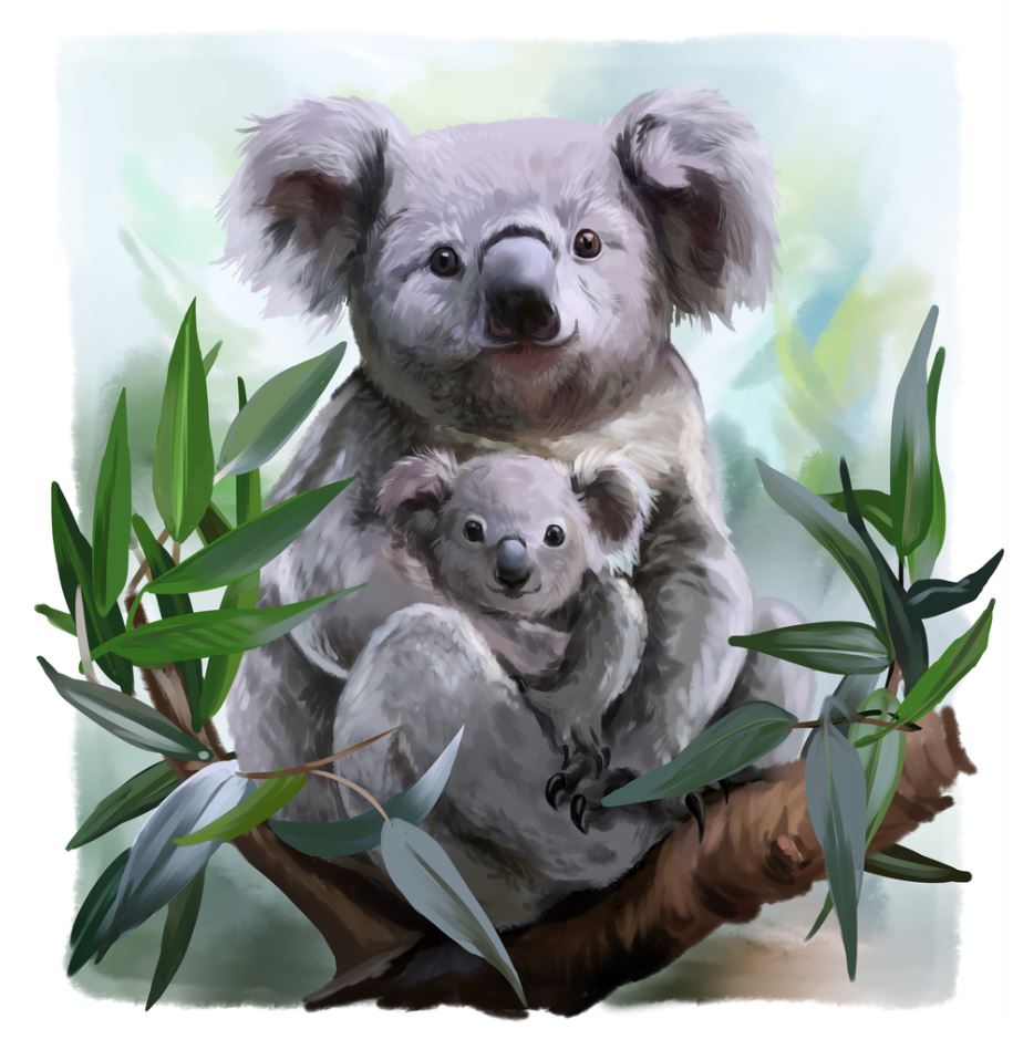 Koala Bear & Baby Watercolour Painting Print 100% Australian Made