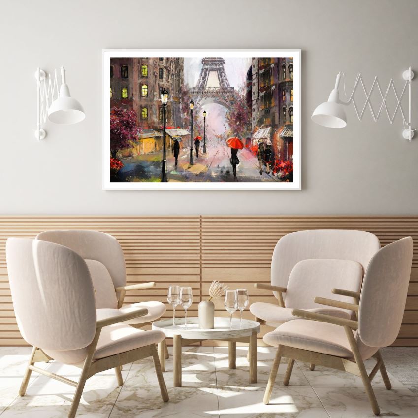 Paris Street Eiffel Oil Painting Home Decor Premium Quality Poster Print Choose Your Sizes