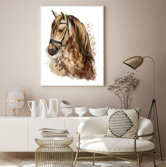 Horse Portrait Watercolor Paint Home Decor Premium Quality Poster Print Choose Your Sizes