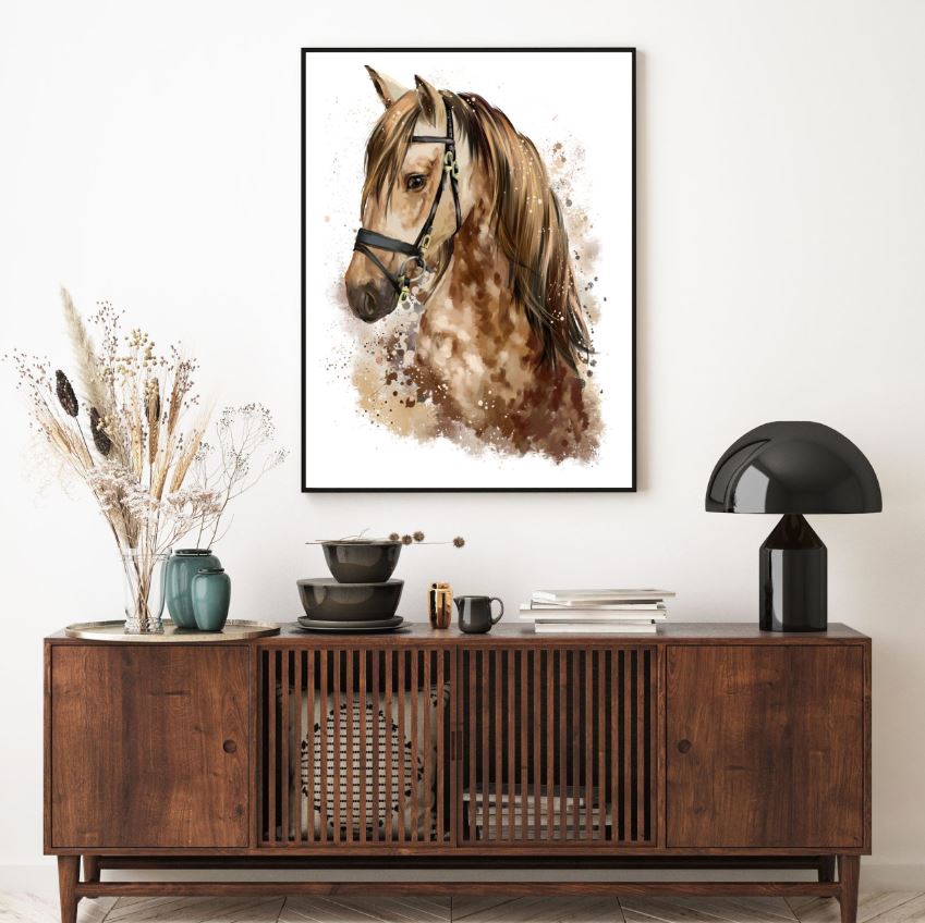 Horse Portrait Watercolor Painting Home Decor Premium Quality Poster Print Choose Your Sizes