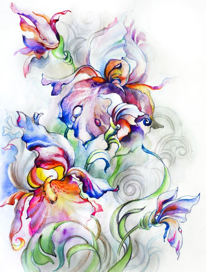 Colorful Floral Abstract Painting Home Decor Premium Quality Poster Print Choose Your Sizes