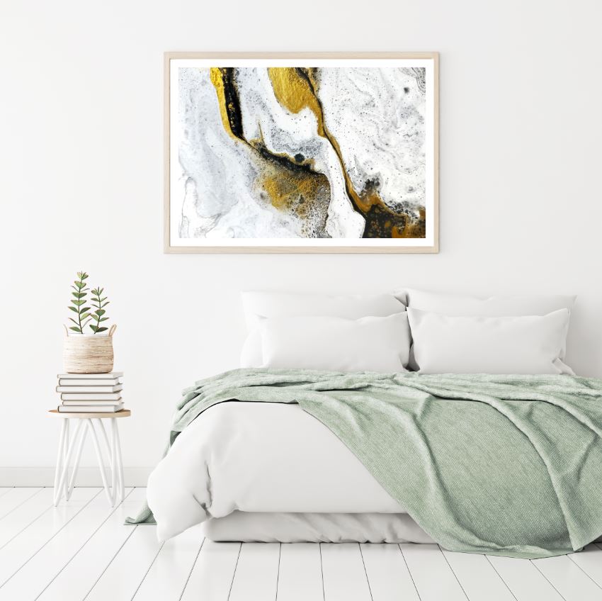 White & Gold Abstract Design Home Decor Premium Quality Poster Print Choose Your Sizes