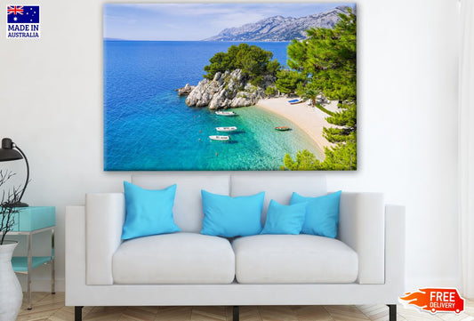 Stunning Beach with Boats Photograph Print 100% Australian Made