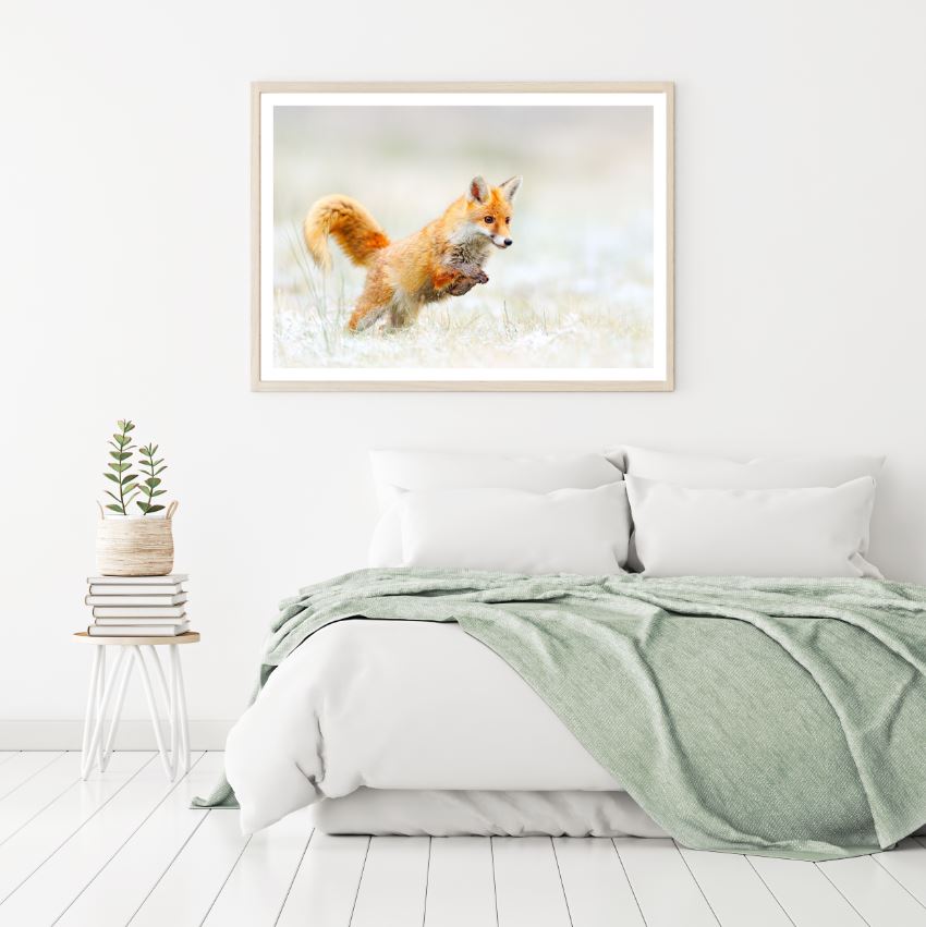 Running Fox Closeup Photograph Home Decor Premium Quality Poster Print Choose Your Sizes