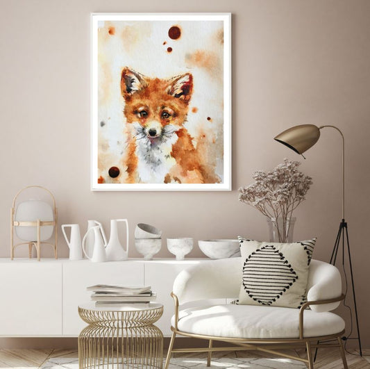 Fox Portrait Watercolor Painting Home Decor Premium Quality Poster Print Choose Your Sizes