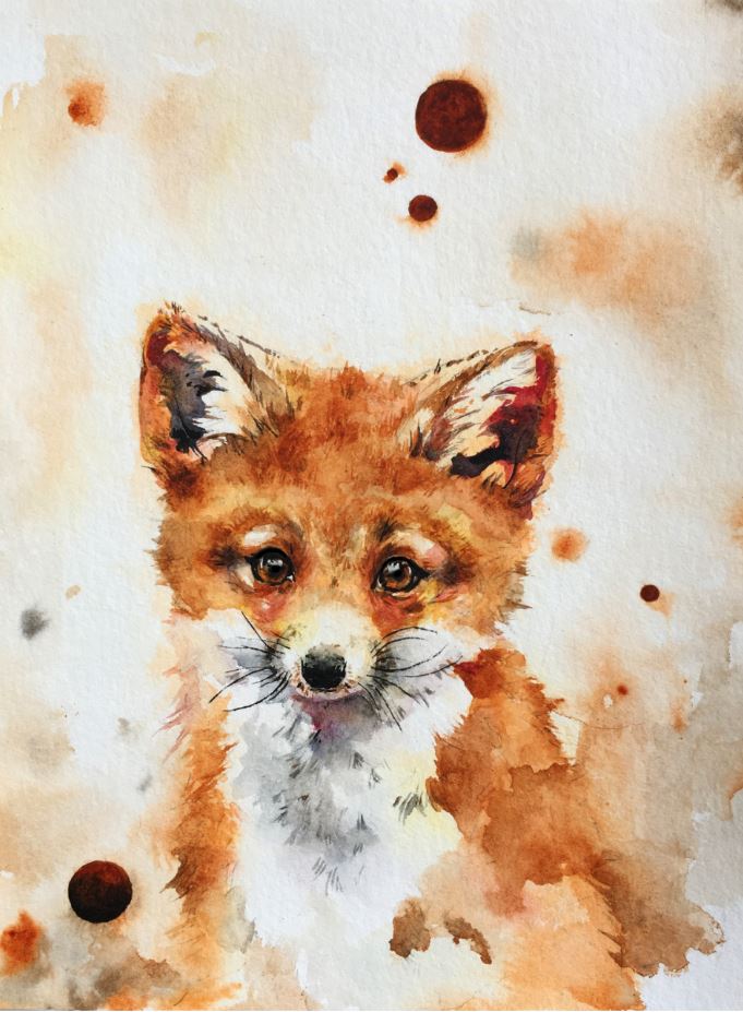 Baby Fox Portrait Painting Print 100% Australian Made