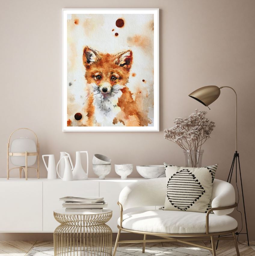 Fox Portrait Watercolor Painting Home Decor Premium Quality Poster Print Choose Your Sizes