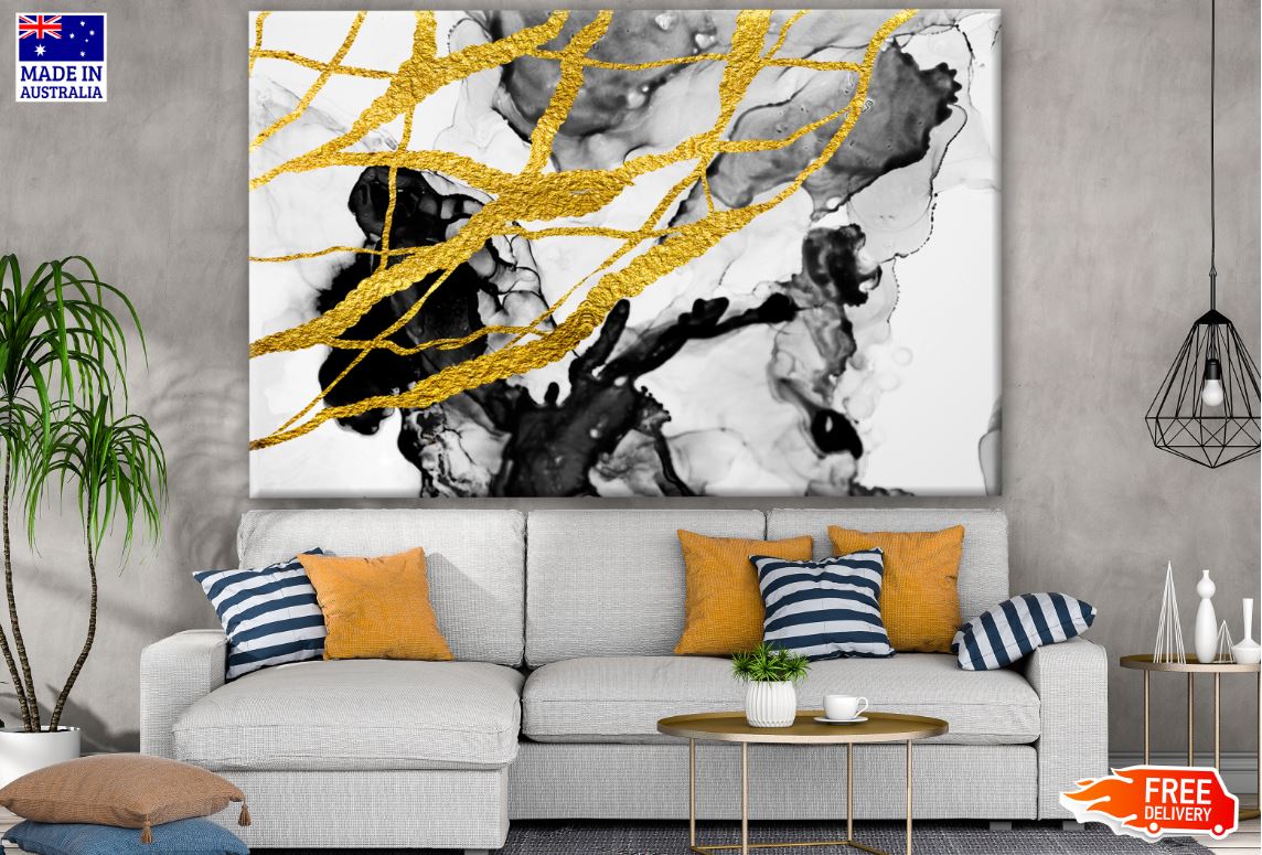 Gold Black Abstract Design Print 100% Australian Made