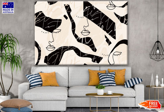 Black White Face Abstract Design Print 100% Australian Made