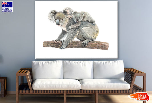 Koala Bear & Baby Watercolour Painting Print 100% Australian Made