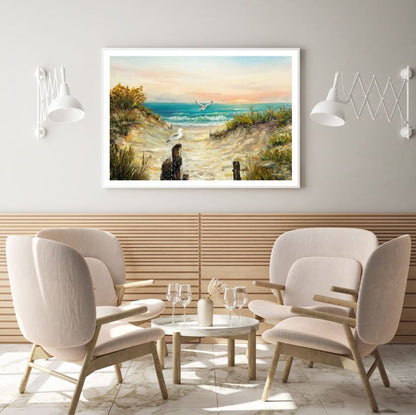 Birds & Sea Scenery Oil Painting Home Decor Premium Quality Poster Print Choose Your Sizes