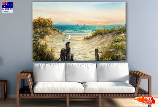 Path to Beach Sandy Watercolour Painting Print 100% Australian Made