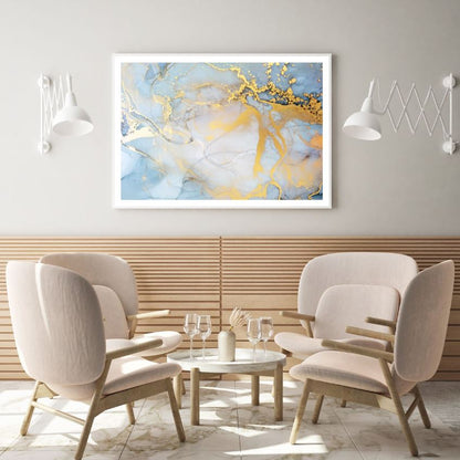 Blue & Gold Abstract Design Home Decor Premium Quality Poster Print Choose Your Sizes