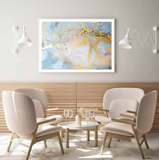 Blue & Gold Abstract Design Home Decor Premium Quality Poster Print Choose Your Sizes