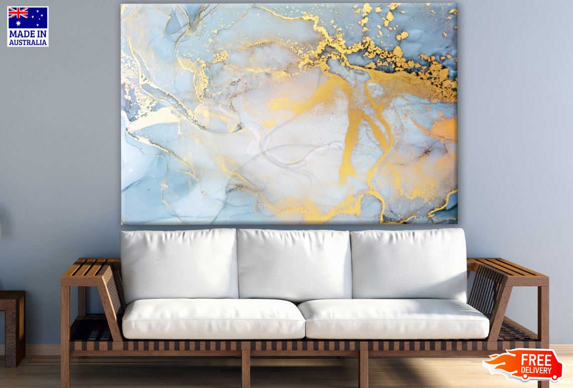 Gold Blue Abstract Design Print 100% Australian Made