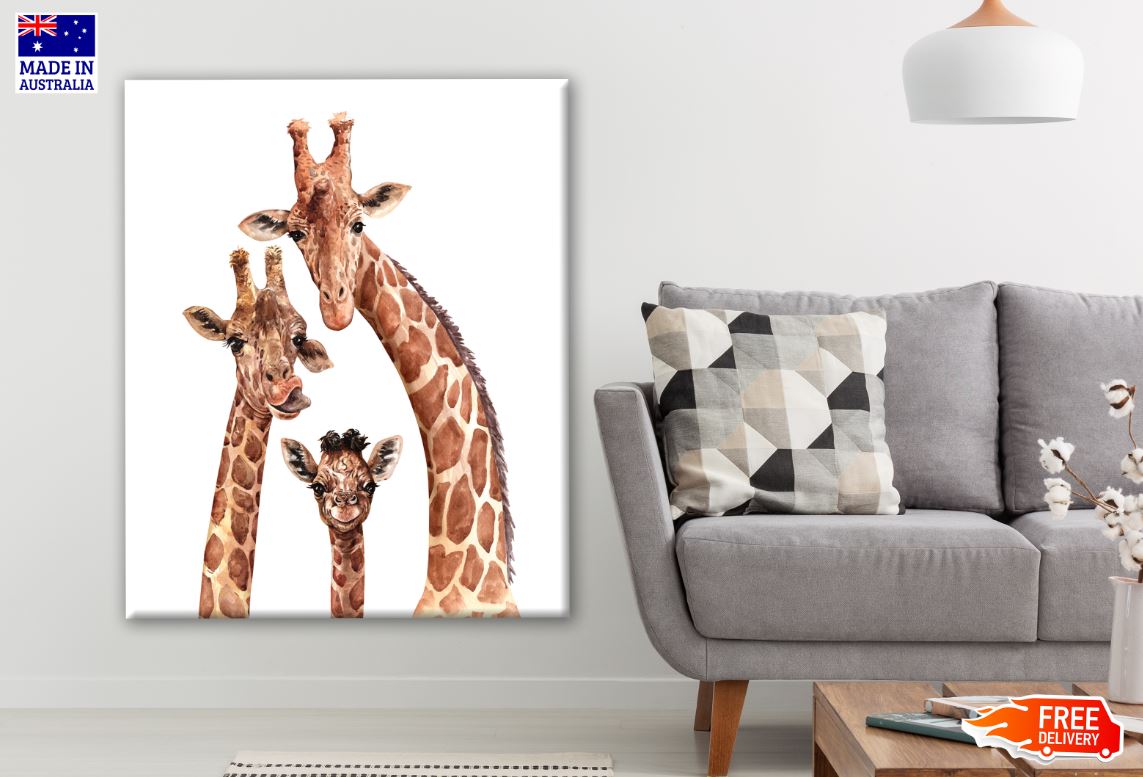 Giraffe Family Portrait Print 100% Australian Made