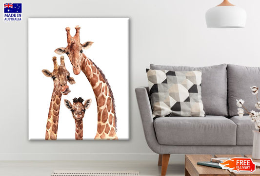 Giraffe Family Portrait Print 100% Australian Made