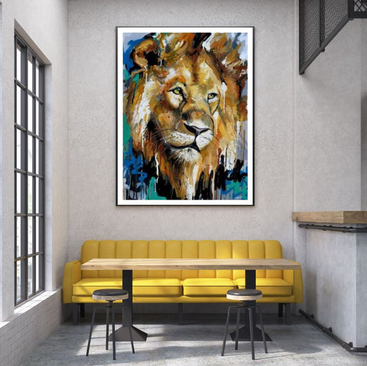 Lion Portrait Watercolor Painting Home Decor Premium Quality Poster Print Choose Your Sizes