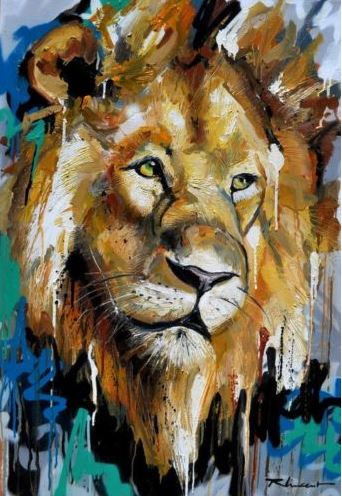 Lion Portrait Watercolor Painting Home Decor Premium Quality Poster Print Choose Your Sizes