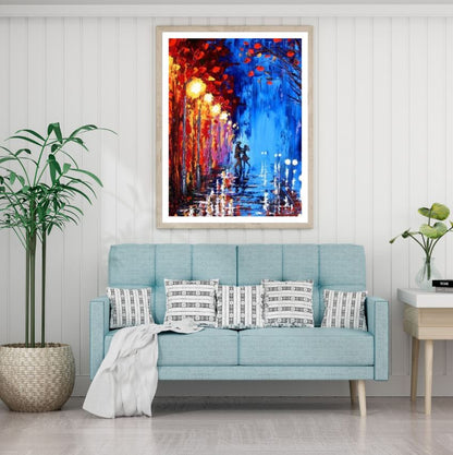 Couple on Street Oil Painting Home Decor Premium Quality Poster Print Choose Your Sizes