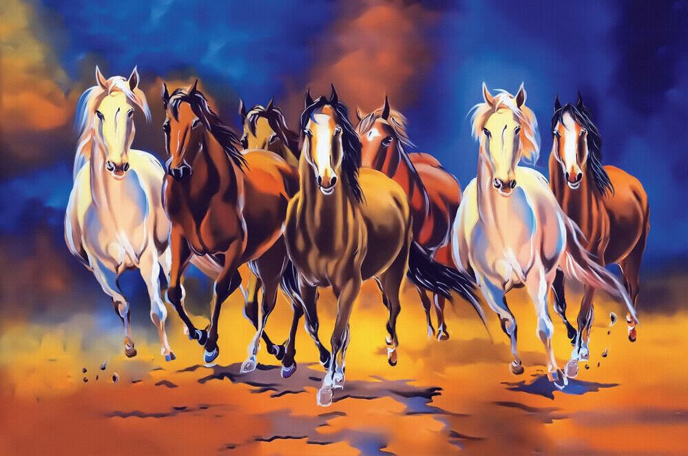 Colourful Horses Running Painting Print 100% Australian Made