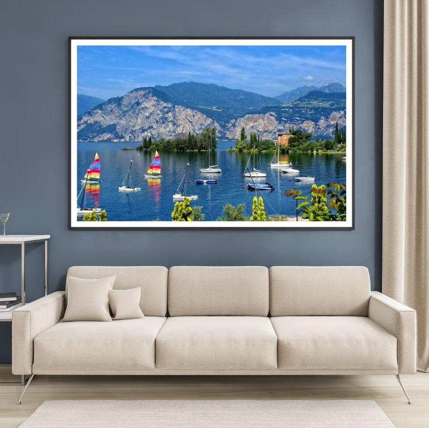 Boats on Lake Scenery Photograph Home Decor Premium Quality Poster Print Choose Your Sizes