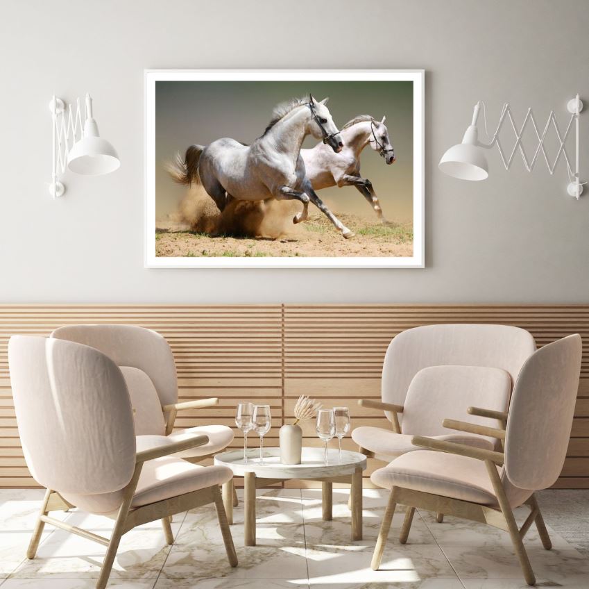 Horses Running on Sand Photograph Home Decor Premium Quality Poster Print Choose Your Sizes