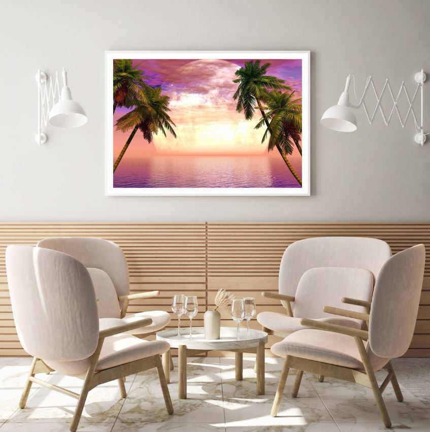 Palm Trees & Sea Sunset Scenery Home Decor Premium Quality Poster Print Choose Your Sizes