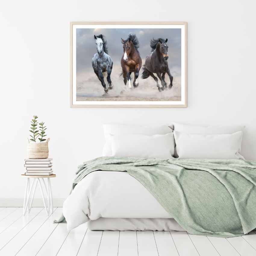 Horses Running on Sand Photograph Home Decor Premium Quality Poster Print Choose Your Sizes