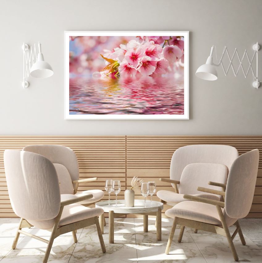 Blossom Flowers on Water Scenery Photograph Home Decor Premium Quality Poster Print Choose Your Sizes