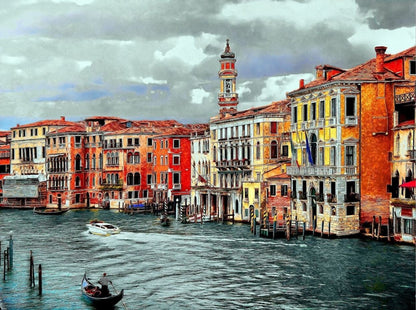 Italy City with Canals Painting Print 100% Australian Made