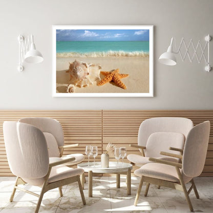 Sea Shells on Beach Sea Scenery Home Decor Premium Quality Poster Print Choose Your Sizes