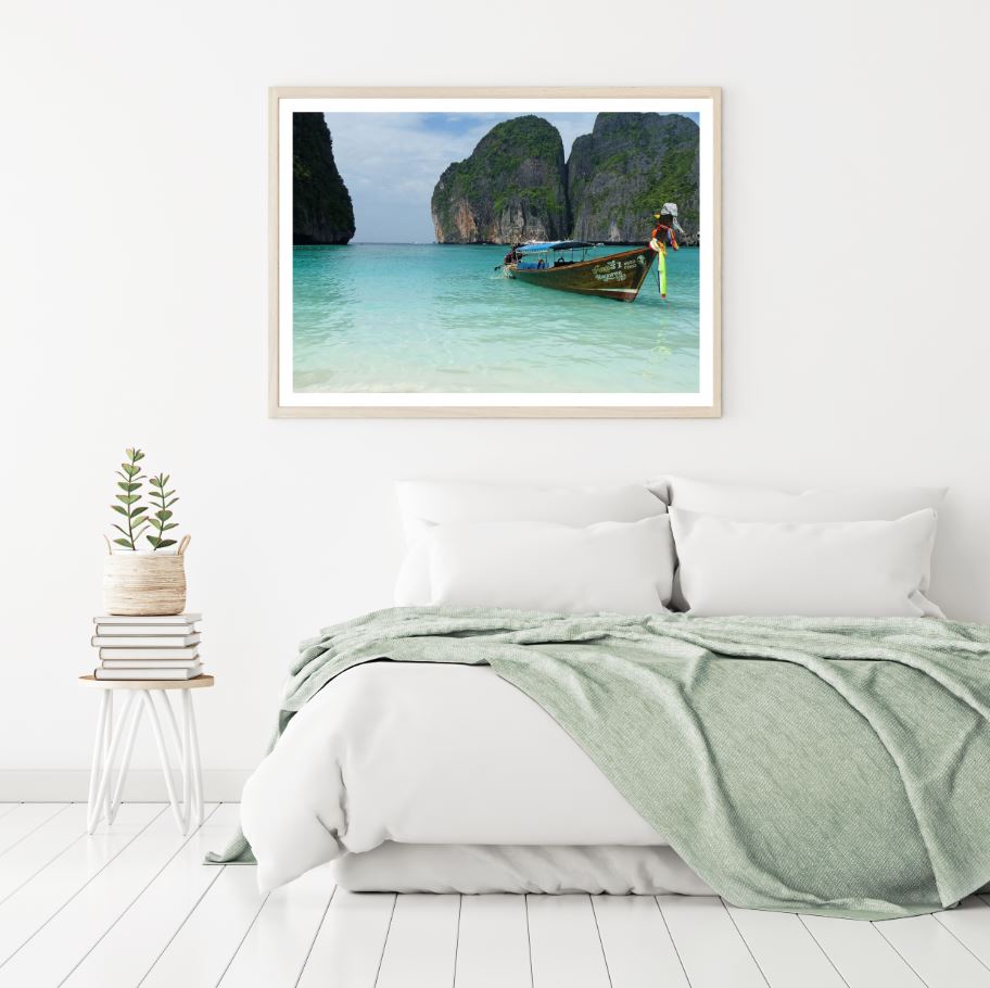 Boat on Sea Scenery Photograph Home Decor Premium Quality Poster Print Choose Your Sizes