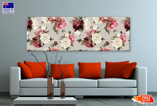 Panoramic Canvas Floral Design High Quality 100% Australian made wall Canvas Print ready to hang