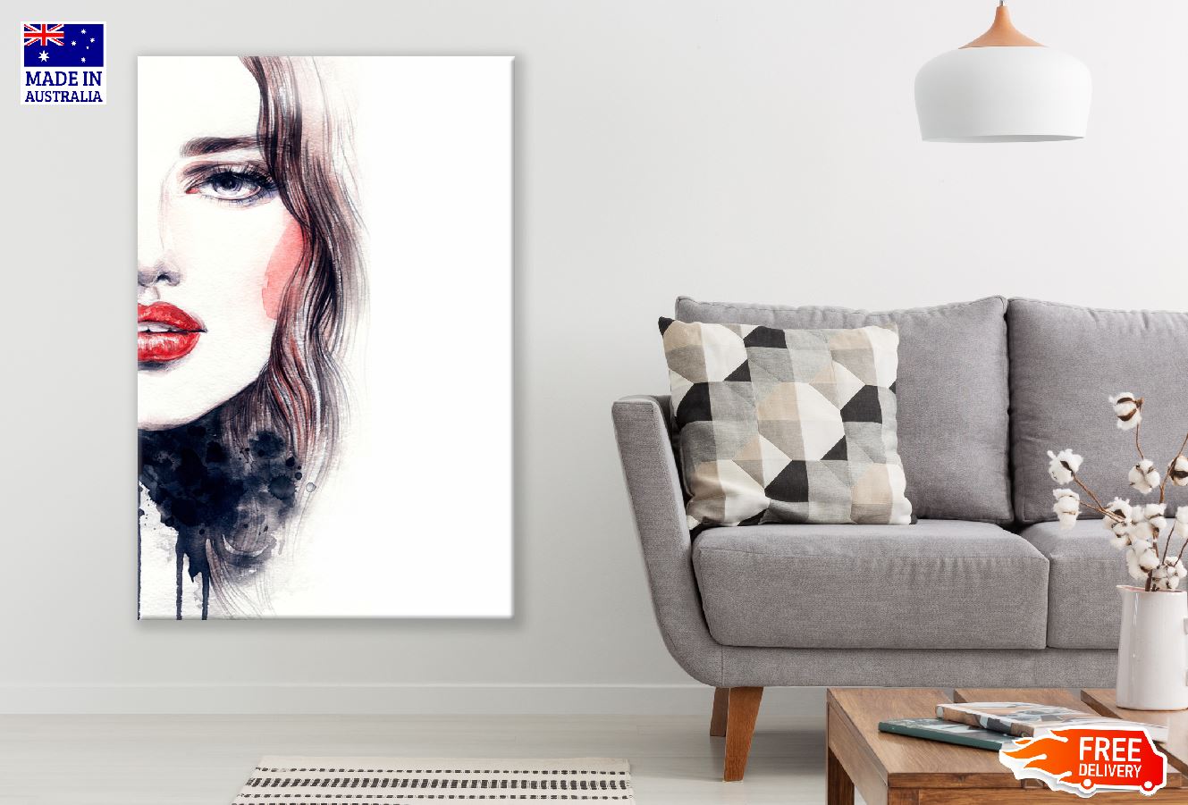 Woman Face Abstract Watercolor Painting Print 100% Australian Made