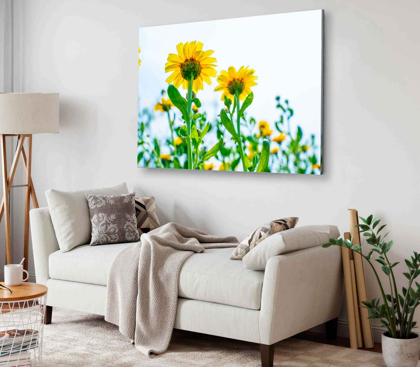 Bella Home Sunflower with Leaves Below View Print Canvas Ready to hang