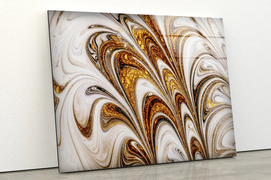 Gold & Beige Abstract Design Acrylic Glass Print Tempered Glass Wall Art 100% Made in Australia Ready to Hang