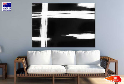 White Cross Line B&W Abstract Design Print 100% Australian Made