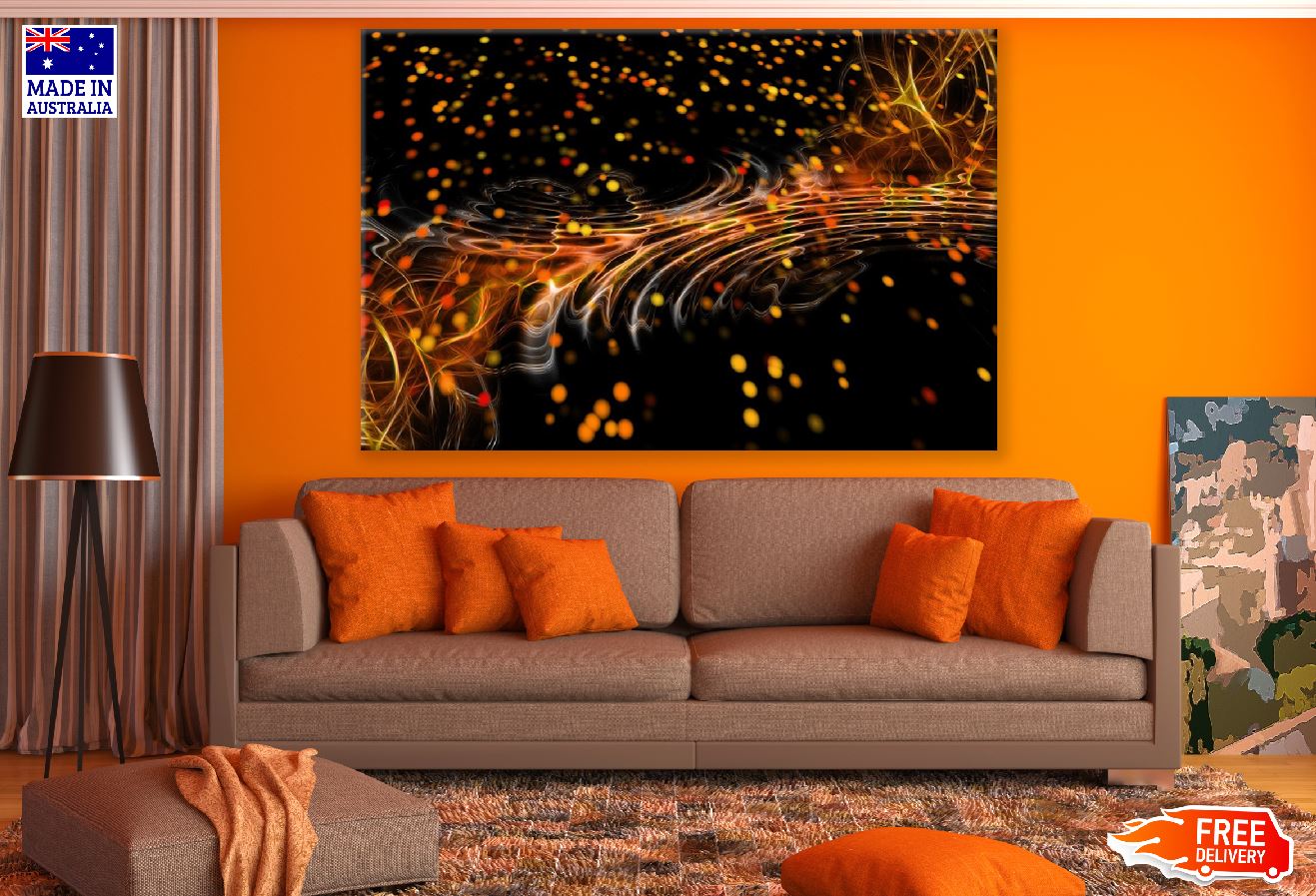 Yellow & Orange Abstract Design Print 100% Australian Made