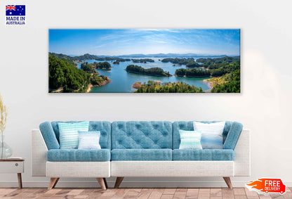 Panoramic Canvas Zhejiang Lake Aerial View Photograph High Quality 100% Australian Made Wall Canvas Print Ready to Hang