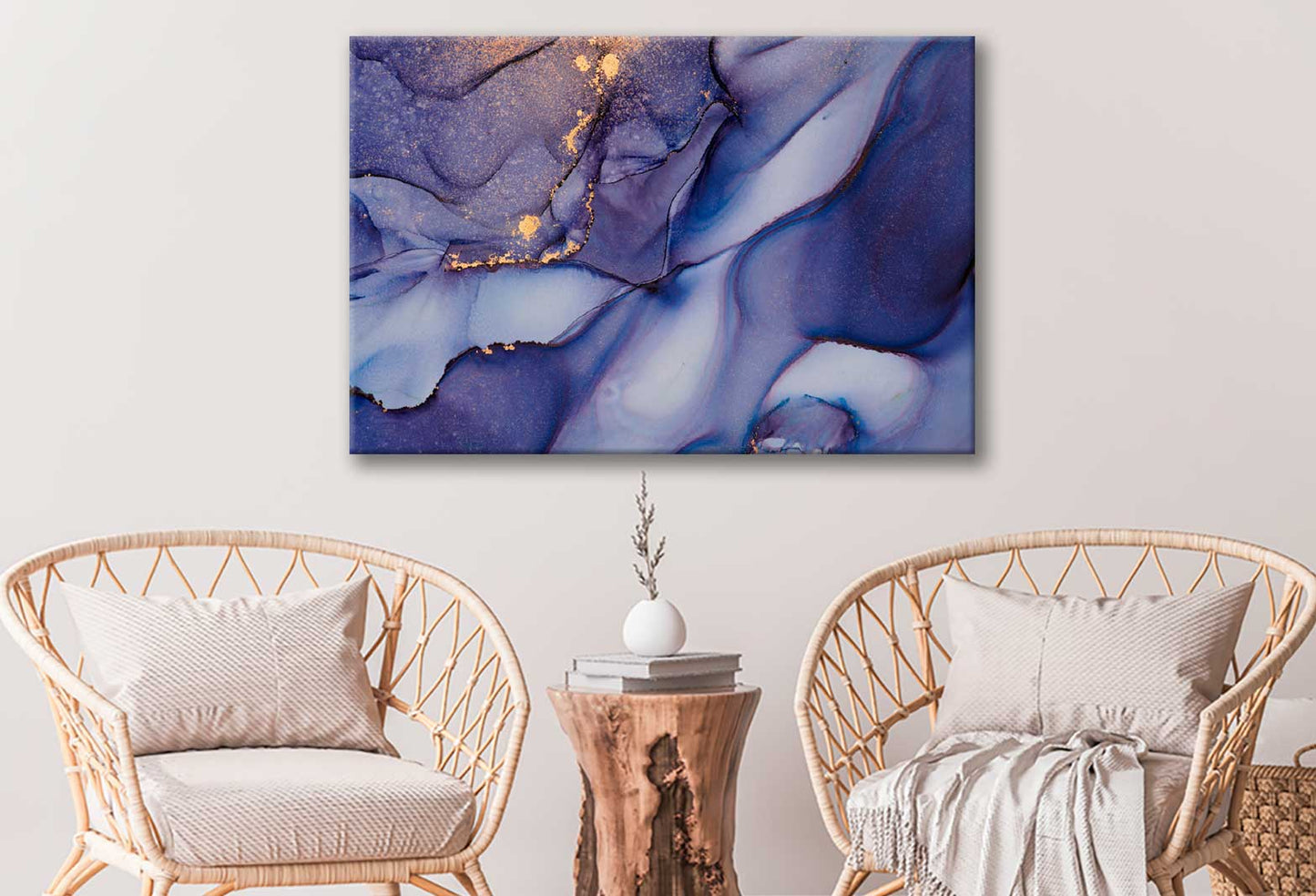 Bella Home Grey Purple & Gold Fluid Abstract Print Canvas Ready to hang